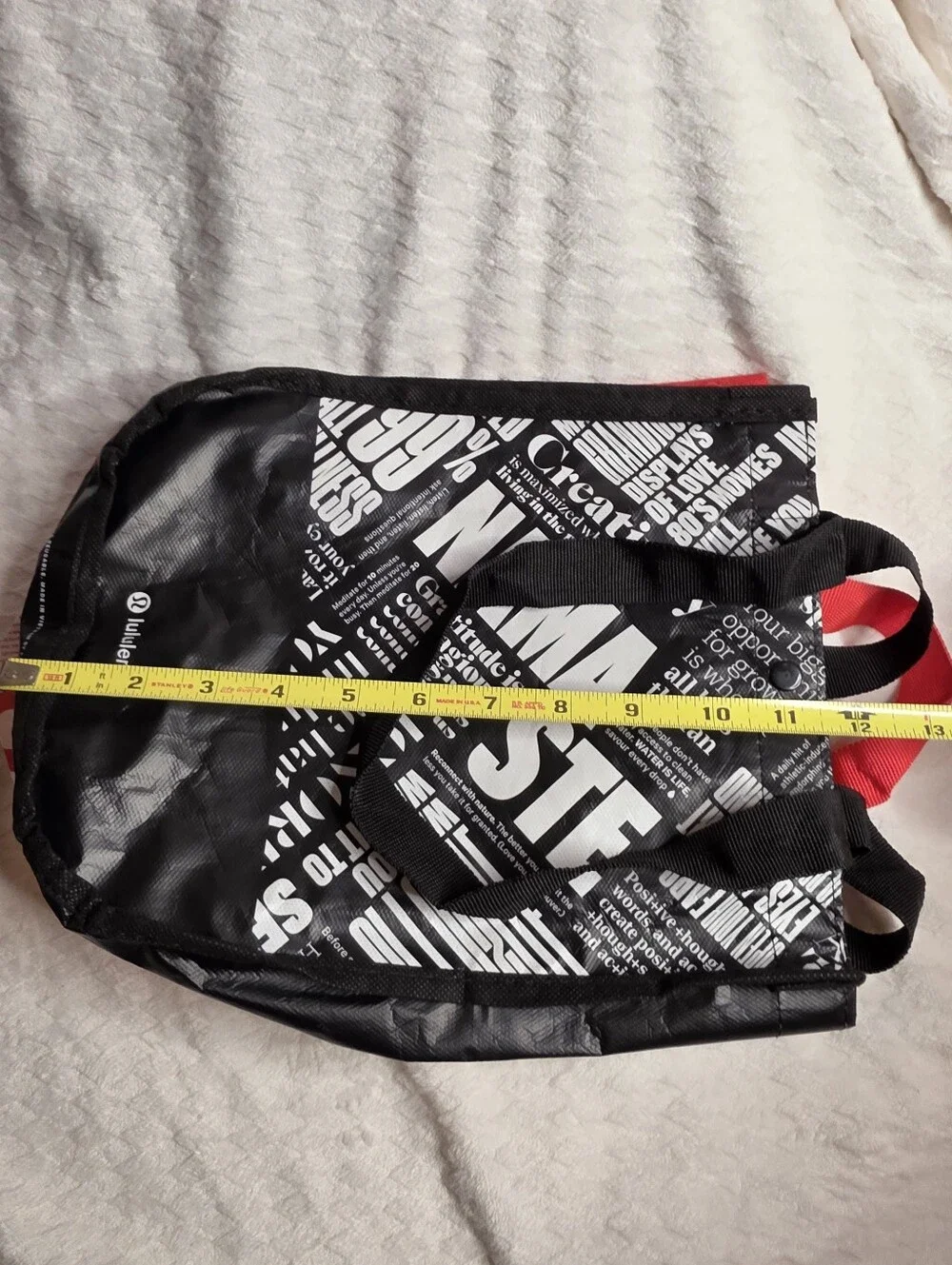 2x Lululemon Reusable Shopping Bag Tote Black & Red Logo Everyday Carryall